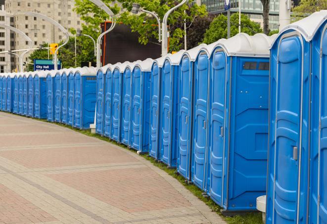 Seasonal porta potty units set up at a Auburn, Alabama venue